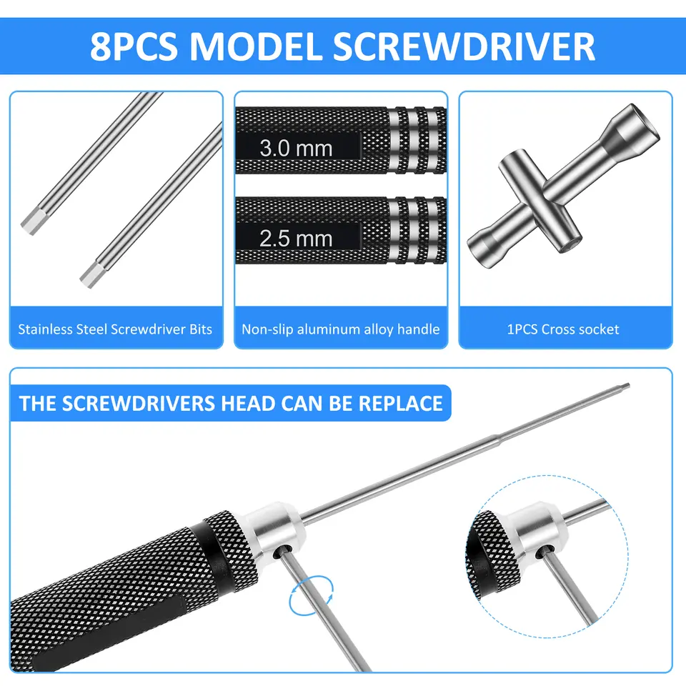 RC Hex Screwdriver Set Allen Driver Hexagon Screwdriver RC Tools 0.9/1.27/1.3/1.5/2.0/2.5/3.0mm Heavy Duty Repair Tool for Model image 6