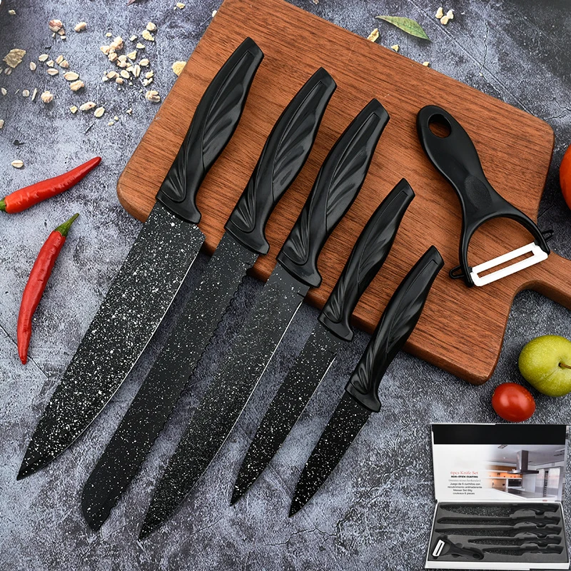 Chromatic Kitchen Knife Sets Colorful 6 PCS Sets Cooking Knife Gift Box  Knives Set Chef Slicing Bread Utility Paring Knife - AliExpress