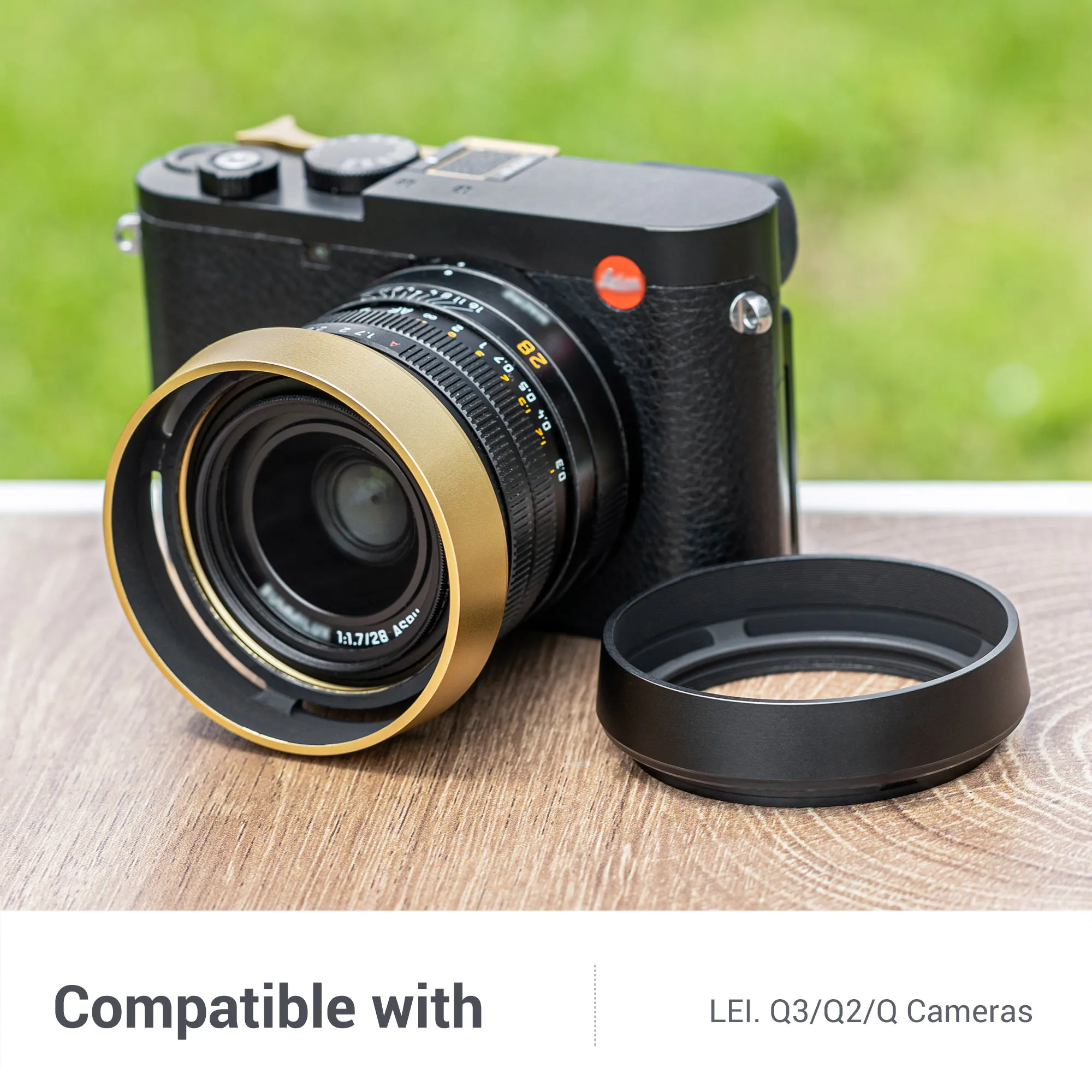 Description Picture 2 of itemJJC Metal Lens Hood with Cap for Leica Q3 43 Q3 Q2 Q Digital Camera Lens Black Gold Replaces Leica Round Lens Hood Q Lens Cover