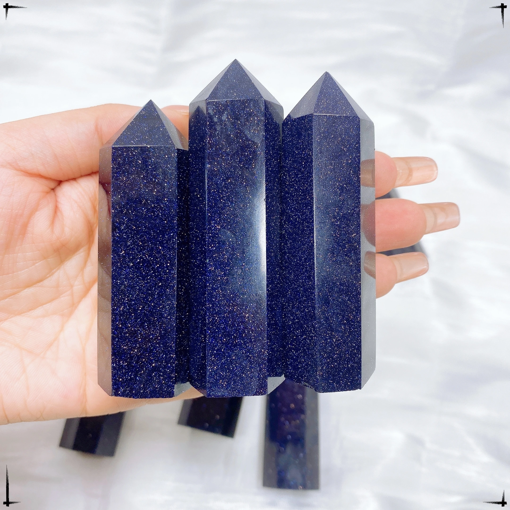5-9CM Natural Crystal Blue Sandstone Column Energy Stones Polished Tower Crystal Energy Healing Room Ornament Home Decor Gift 4