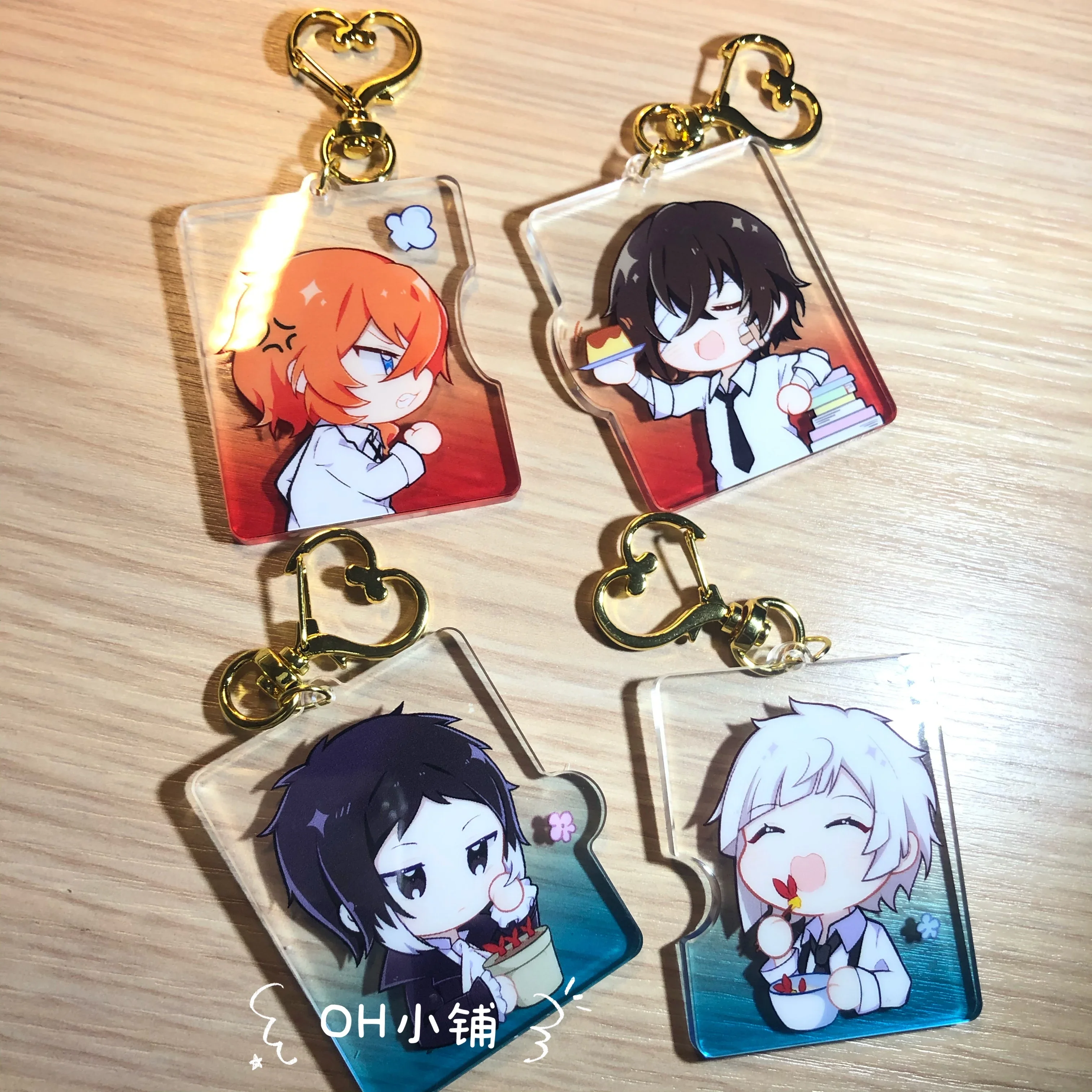 

Anime Bungo Stray Dogs Dazai Osamu Nakahara Chuuya Q Version Acrylic Puzzle Keychain Pendant Cosplay Bag Keyring Cute Gift Toy