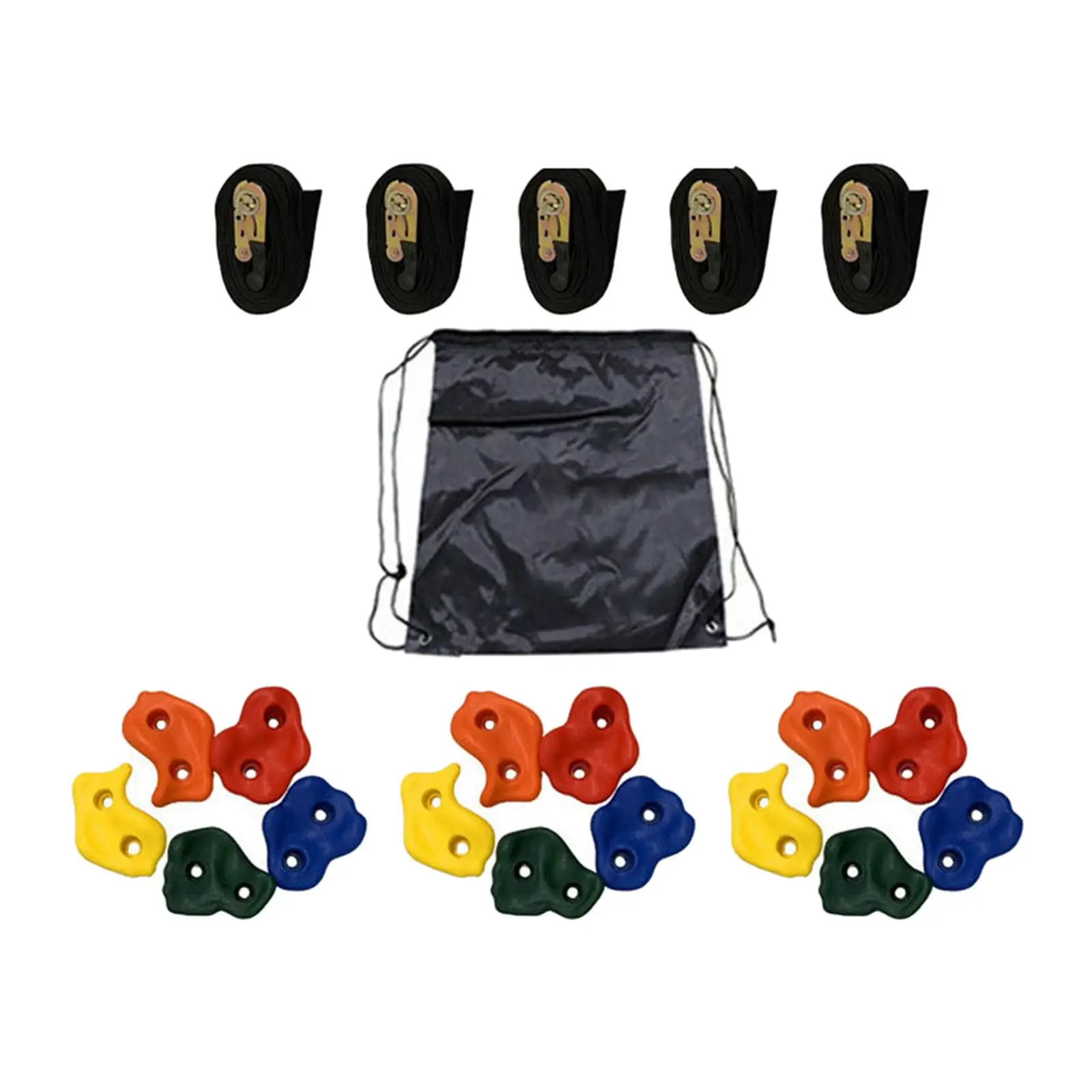 

15x Kids Tree Climbing Holds 5 Ratchet Straps Improves Strength Children Rock Climbing Holds Hand Feet Hold Grip Kit