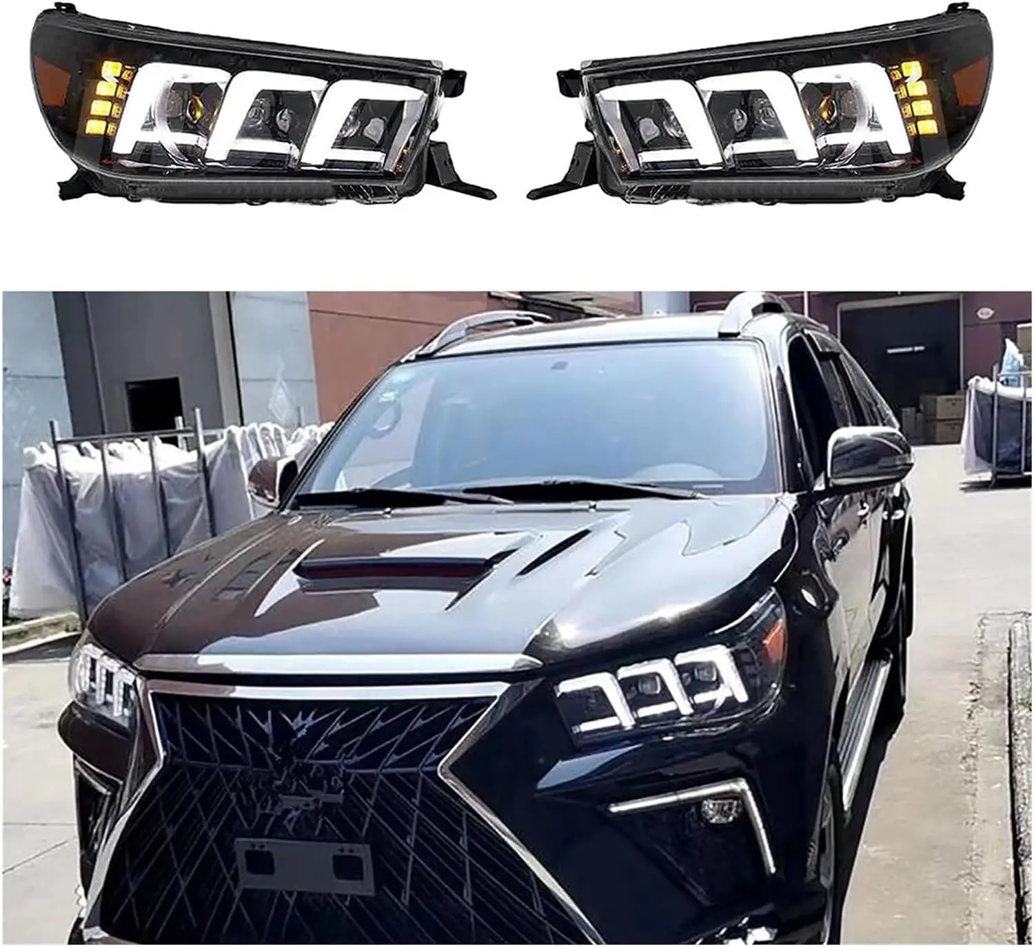 

LED Headlights for Toyota Vigo Hilux Revo 2015-2020 Front Lamps Start Up Dynamic Animation DRL Turn Signal Light