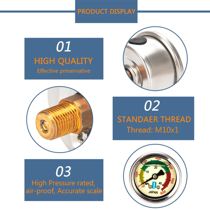 Manometro Pompa Aria In Acciaio Inox 0-40MPa - Per Immersione E Sporting Goods - Foto 11