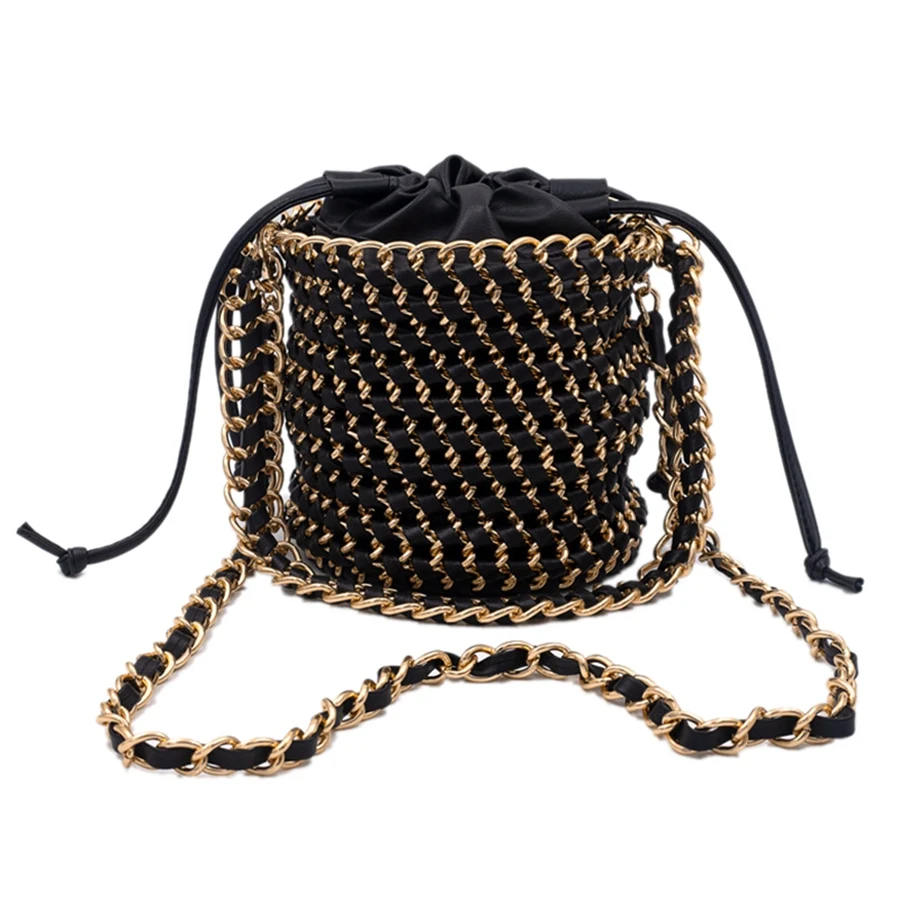 

Women Straw Handbag Tote Summer Holiday Woven Bucket Bag Leisure Chain Shoulder Bag Crossbody Bag