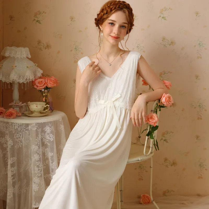 

Women Sexy Sleeveless Night Dress Summer Sweet Nightwear Lace Modal Nightgown Princess Lingerie Sleepwear Fairy Dress Nightwear