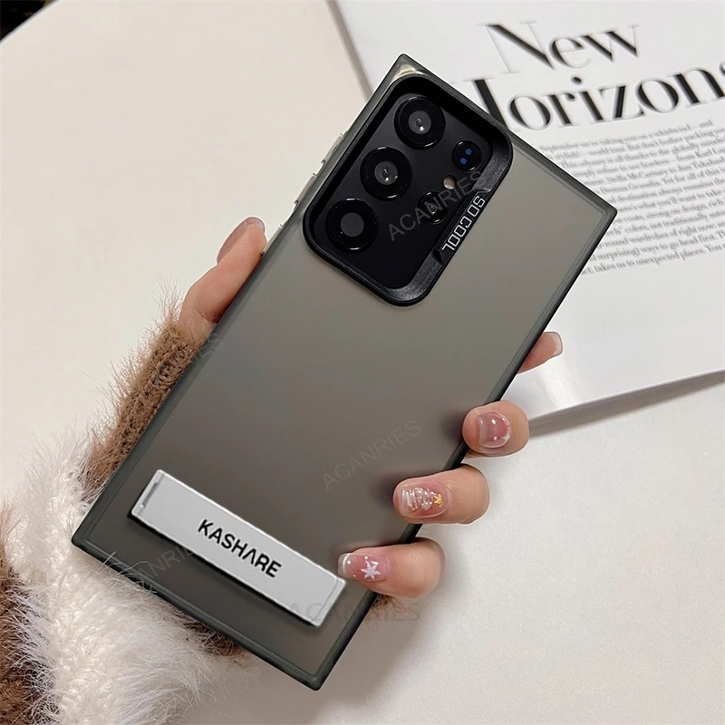 Étui de support pliable Aurora de luxe S 24 23 22 pour Samsung Galaxy S24 S23 S22 S21 Plus Ultra Fe S23fe S21fe, housse de support en silicone souple_voghion.com