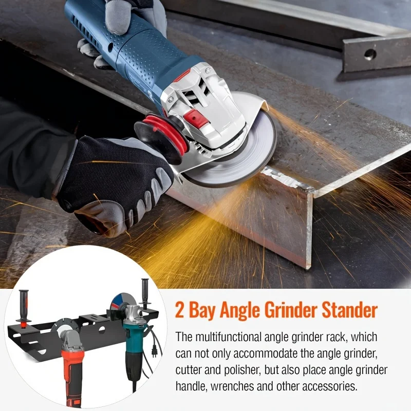 Angle Grinder Holder 2 Bay Angle Grinder Rack/Stand Storage Rack Cord Hanger Wall mount Bracket for Cutters Polishers Workspace