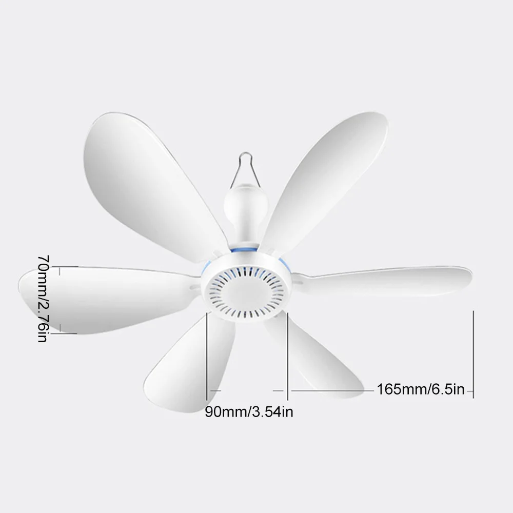 Ceiling Fan Silent 6 Leaves USB Powered Ceiling Canopy Fan with Remote Control Timing 4 Speed Hanging Fan for Camping Bed Dormitory Tent Electric Fan