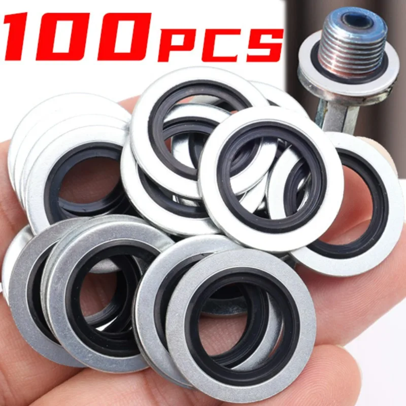 Bonded Seal Washer Car Oil Pan Drain Plug Aluminum Alloy Fluororubber Sealing Ring Gasket for Renault Car Accessories 110265505R oil drain plug gasket oil drain plug seal washer