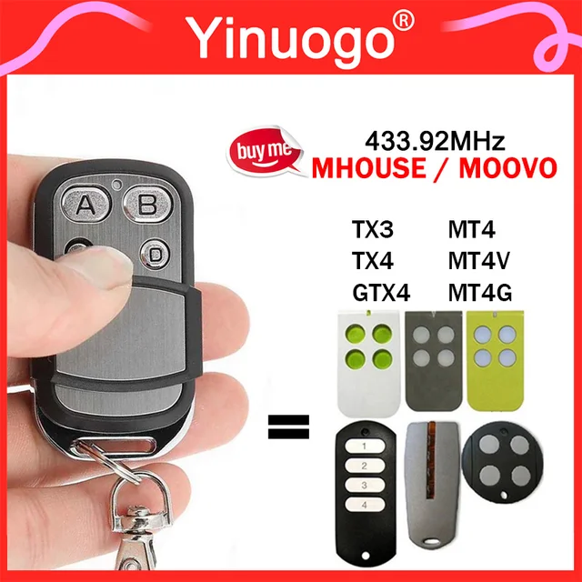 MOOVO / MHOUSE Gate Remote Control 433.92MHz Rolling Code Compatible With MOOVO MT4 MT4V MT4G MHOUSE TX3 TX4 GTX4 1