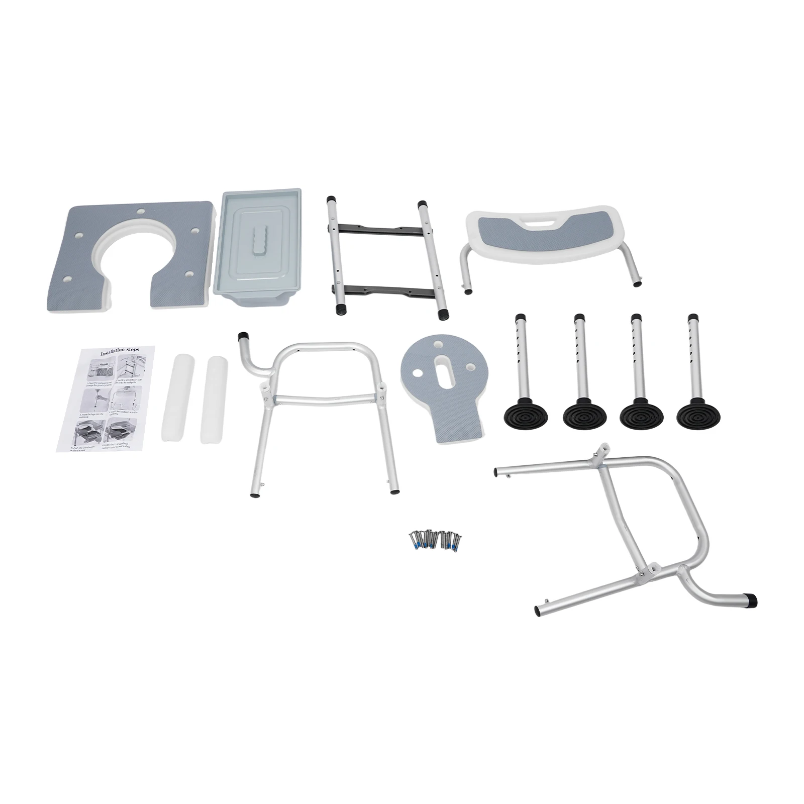 Höhenverstellbarer Duschstuhl für Senioren, Nachttisch-Toilettenstuhl mit Armlehnen und Rückenlehne, Toiletten- und Duschstühle, Toilettenstuhl – Detail 35