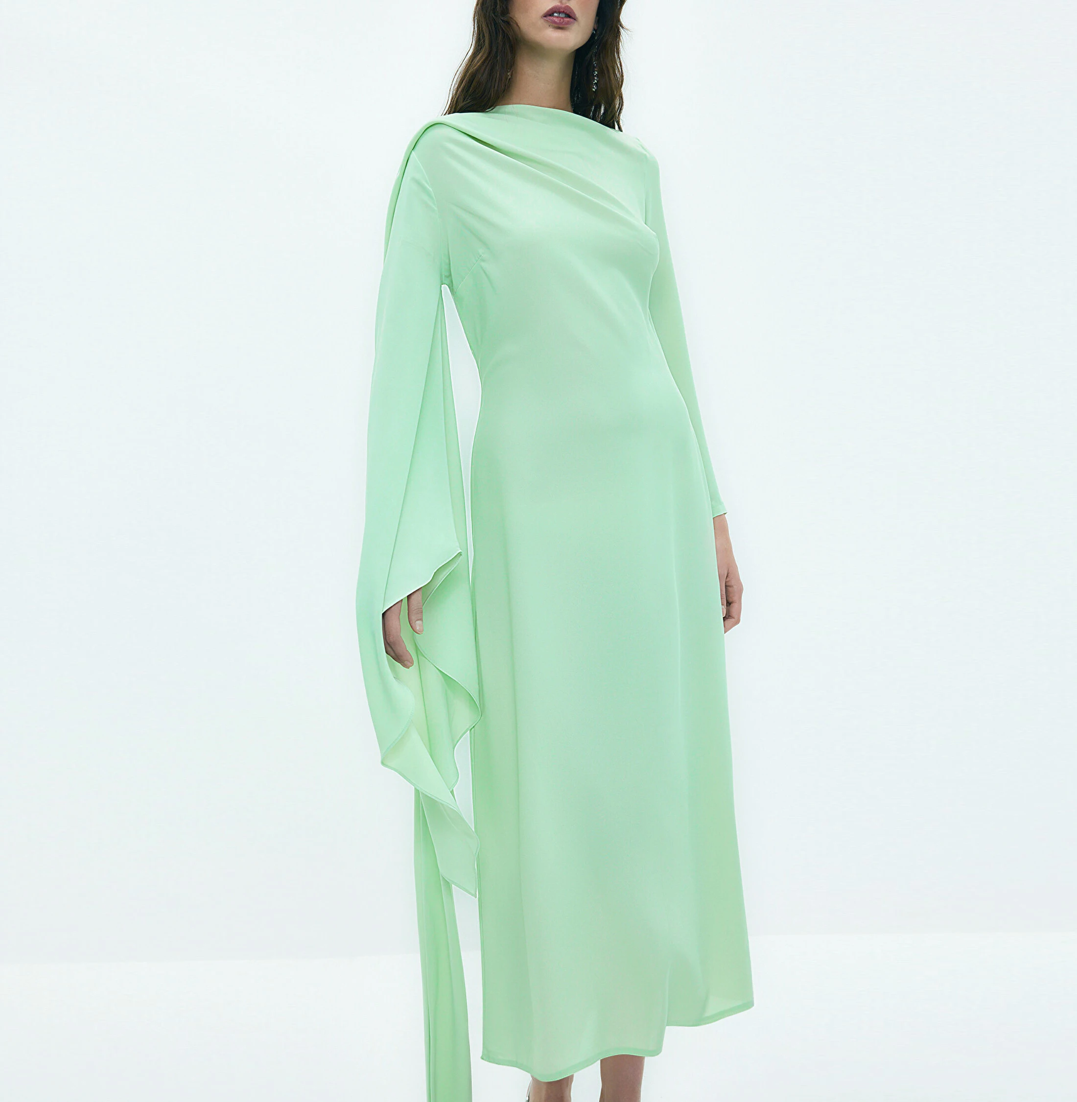 

Welove Mint Green O Neck Simple Women Evening Dresses Ankle Length A Line with Shawl Saudi Arabia فساتين مناسبة رسمية New 2024
