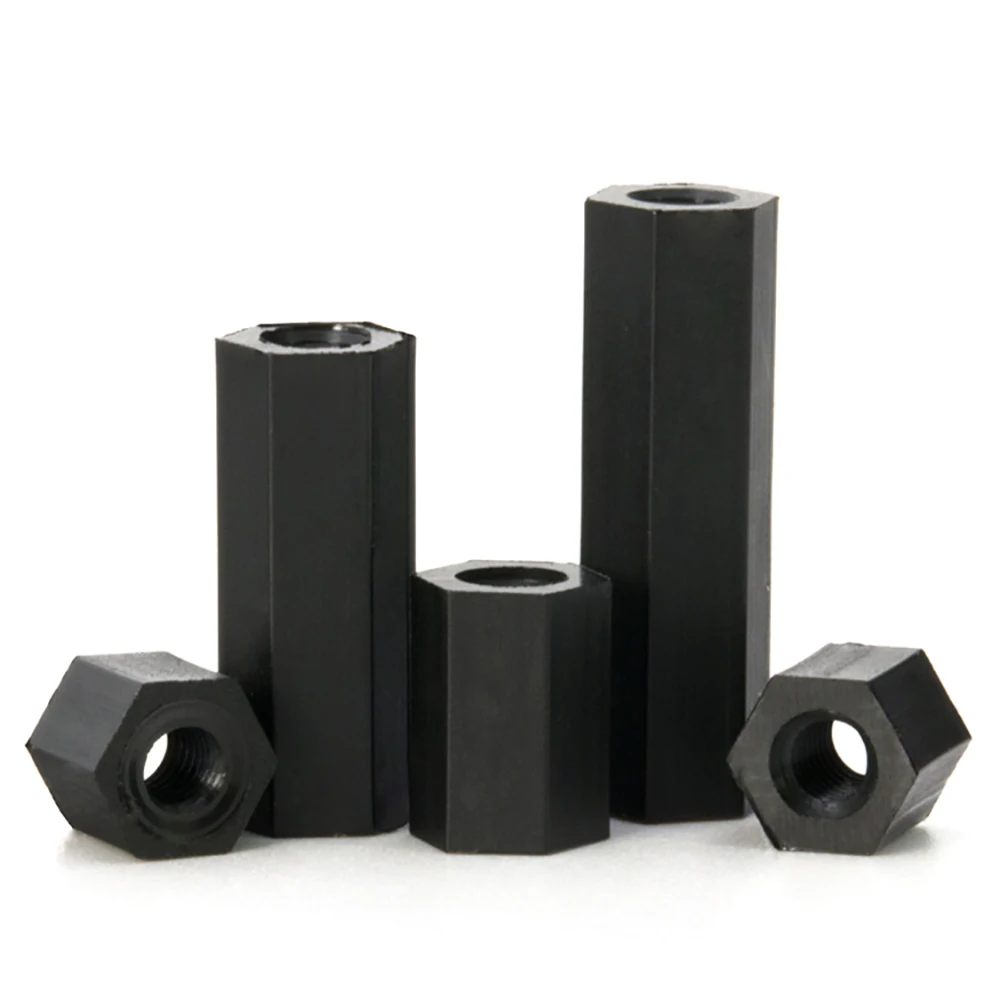 

M2 M3 M4 Black Hex Female Female Nylon Standoff Spacer Column Flat Head Double Pass Plastic Spacing Screws