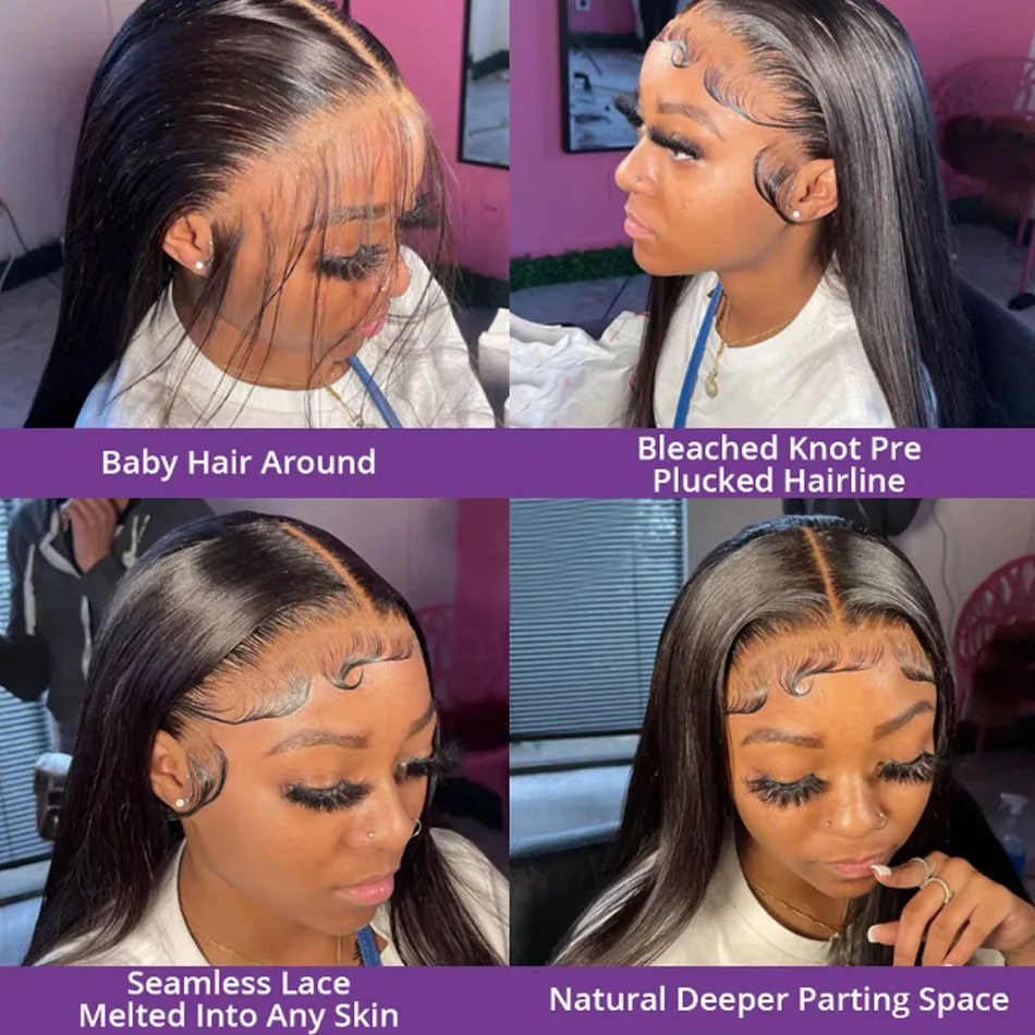 34Inch 13X6 Wear And Go Glueless Straight Wig Pre-Cut Lace Wig Preplucked Jessenia Brazilian Straight Human Hair Wig For Women 4