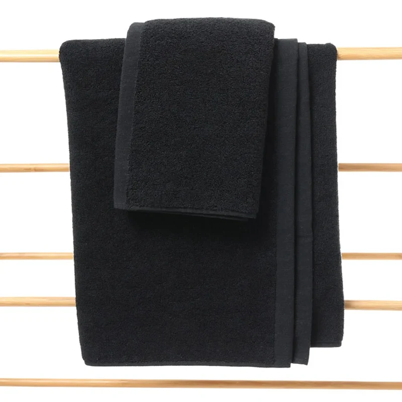 Black Large Bath Towel Cotton Super Absorbent Large Towel Face/Bath Towel Thick Soft Bathroom Towels Comfortable Beach Towels 3