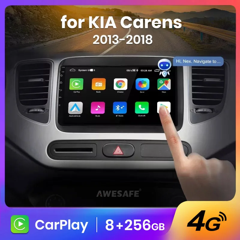 AWESAFE PX9 8+256GB carplay GPS Track 2din android navigatie auto Voor