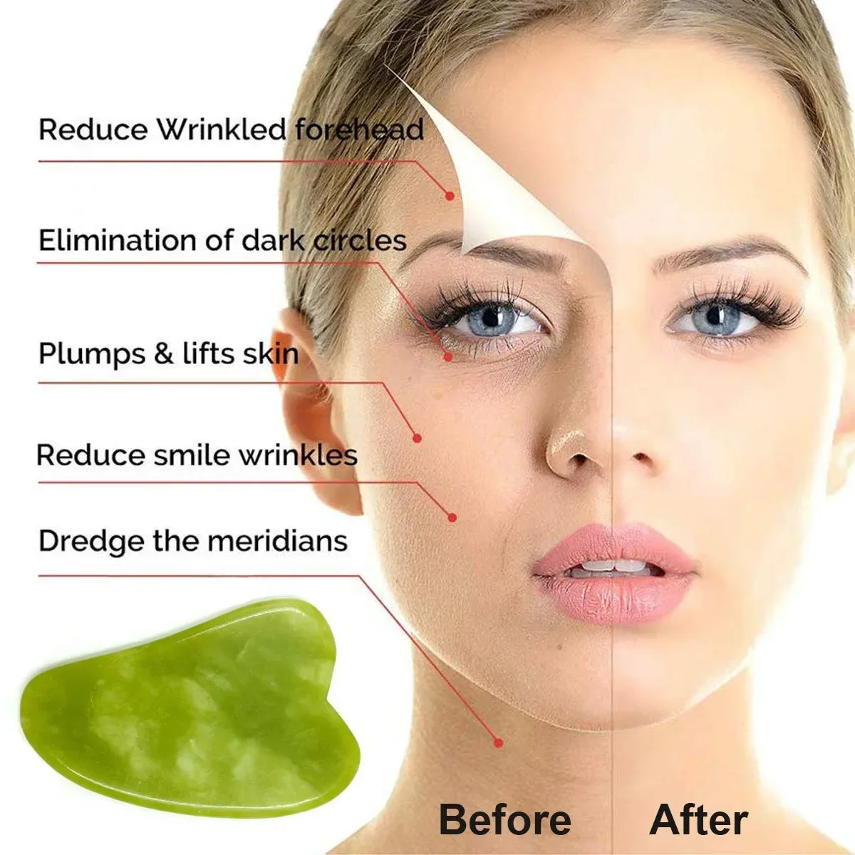 Green Natural Jade Guasha Scrapping Plate Gua Sha Massager Face Meridian Piece Tools Arm Tool