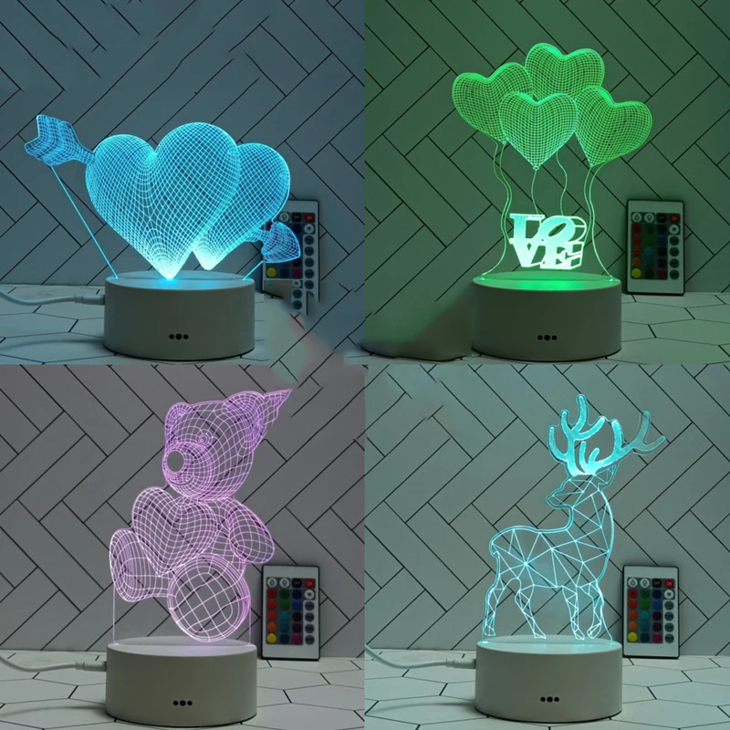 3D cartoon LED night lamp featuring a warm white light and acrylic animal design.
