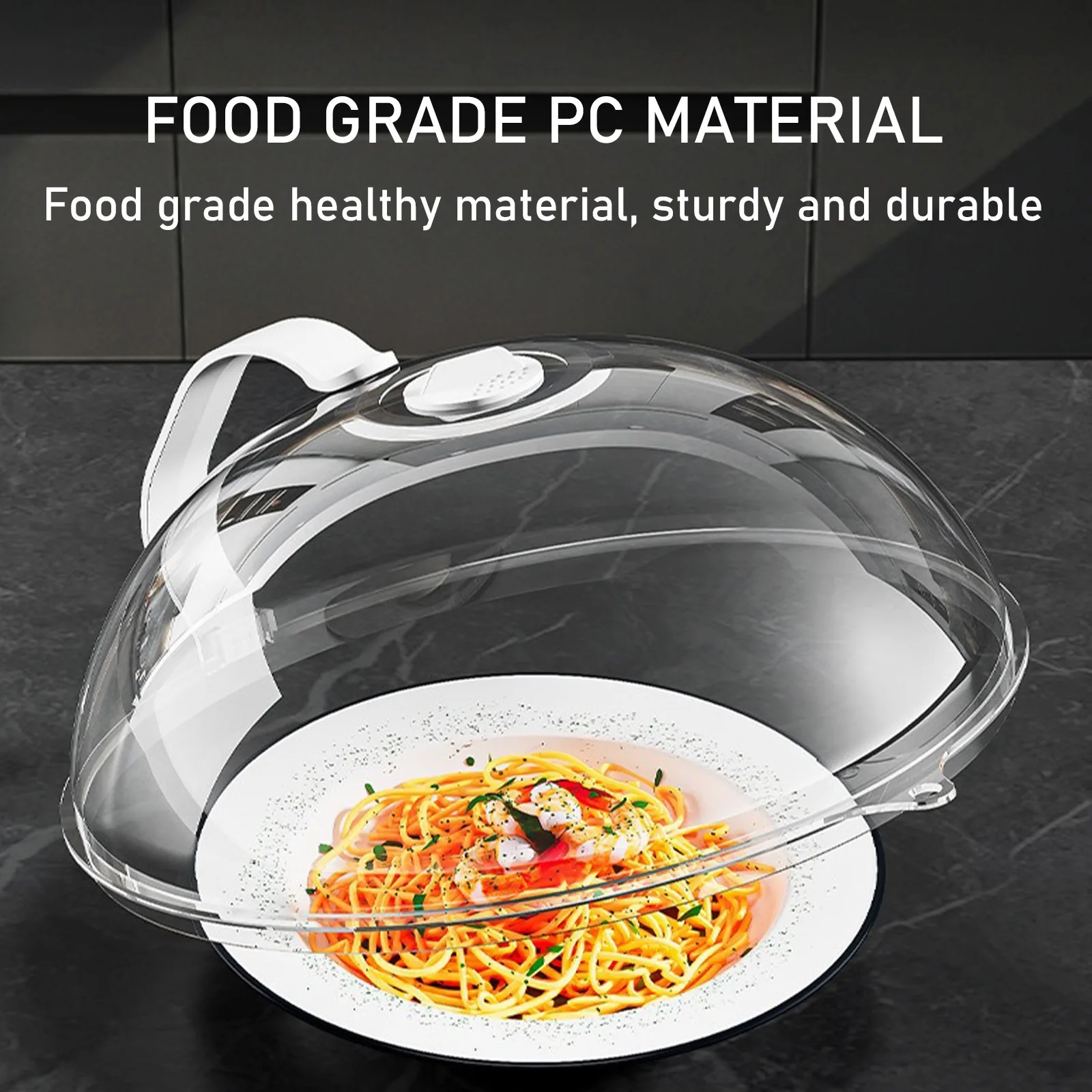 Microwave Food Cover 26x9cm Microwave Plate Cover Transparent Splash-proof with Steam Hole And Handle