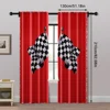 2pcs, Curtains Roller Blinds Race Flag Checkered Versatile Polyester (without rod) Decorations For Home Ldeal for Living Room, 5