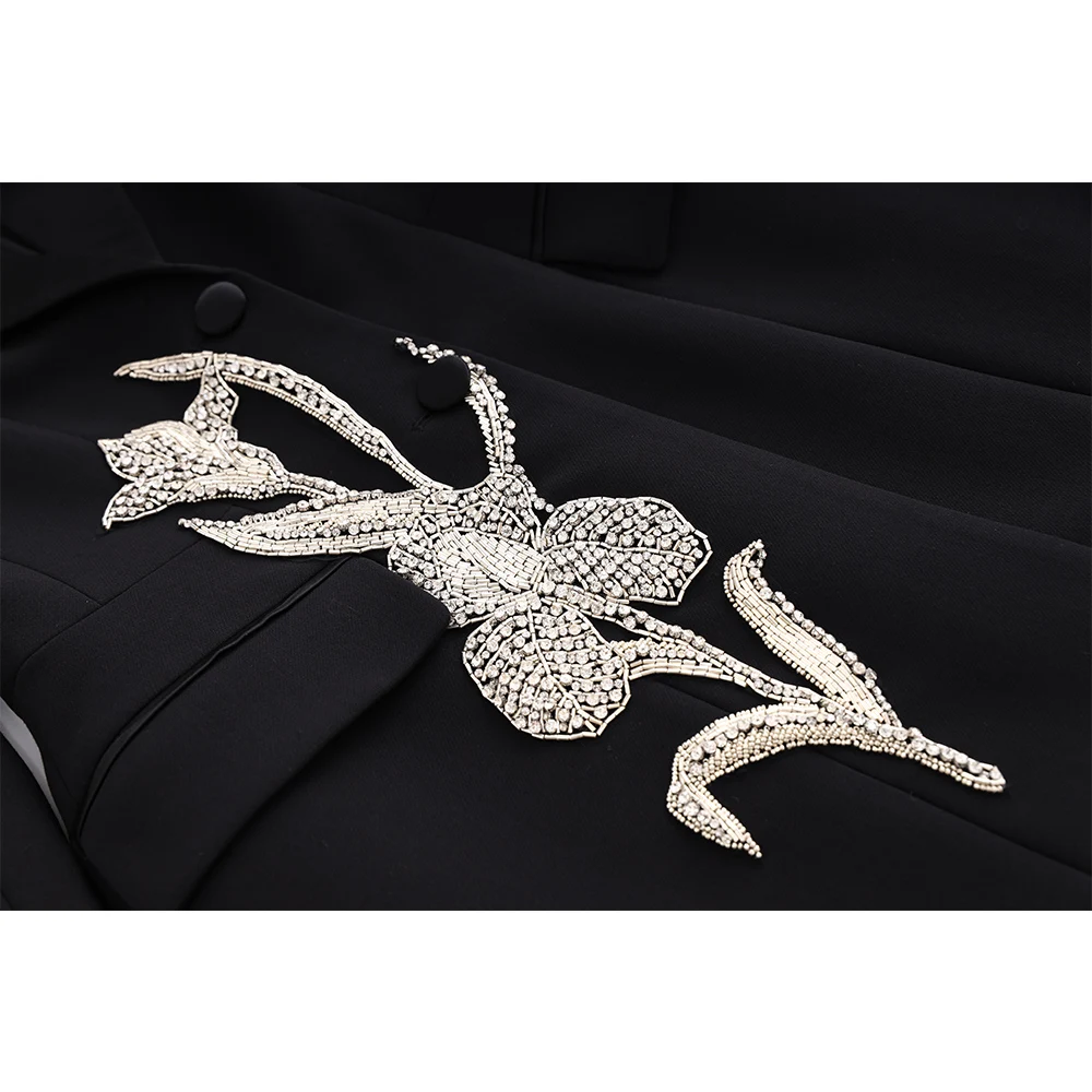 Wow So Elegant Design Party Evening Style 3D Flower Stones Beadeds Notched Women Luxury Black Blazer Dress with Shoulder Pads - AliExpress 200000345 Wow So Elegant Design Party Evening Style 3D Flower Stones Beadeds Notched Women Luxury Black Blazer Dress with Shoulder Pads - AliExpress 200000345