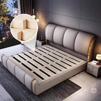 Lit double moderne de 200x220cm, esthétique et unique, avec organisateur intégré, imperméable et multifonctionnel, pour chambre à coucher 3