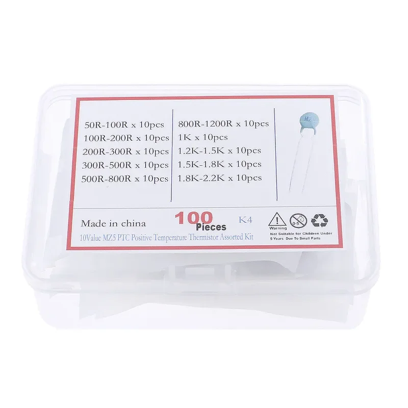 10Value 50 ohm-2.2K MZ5 PTC Positive Temperature Thermistor Resistor Assorted kit set 100Pcs