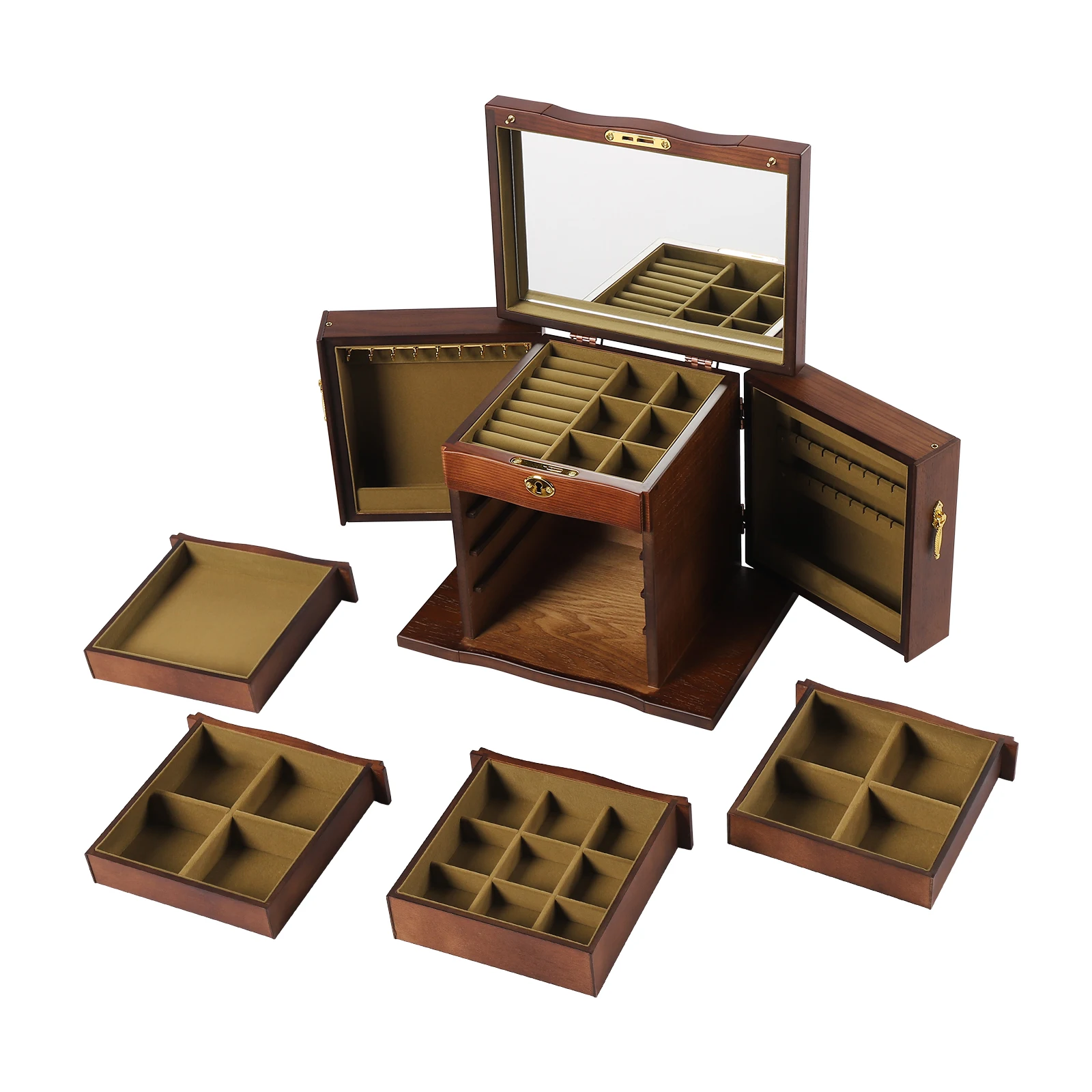Boîte à bijoux en bois rétro