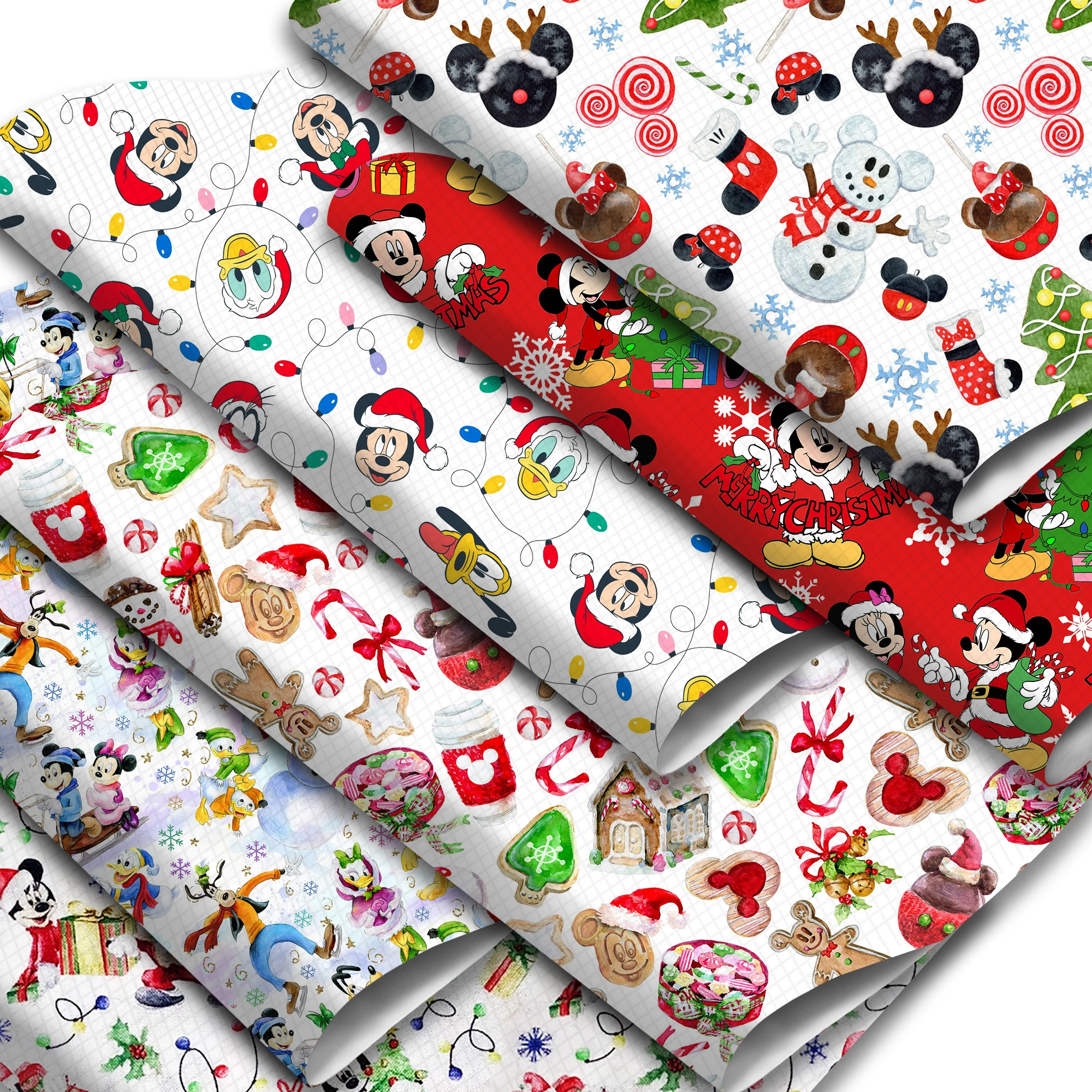 Disney Mickey Mouse Christmas 20*33cm Faux Leather Sheets Synthetic Fabric for Earring Bags Bow Jewelry Wallet DIY Craft
