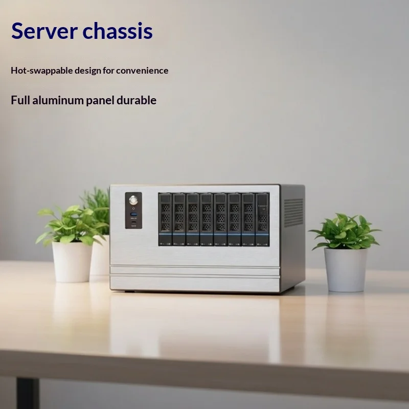 HN8 8베이 핫스왑 NAS 인클로저, 3.5/2.5인치 HDD용 SATA/SAS, MATX/ITX, 4개의 PCIe 및 Type-C 포트, Unraid TrueNAS 스토리지용
