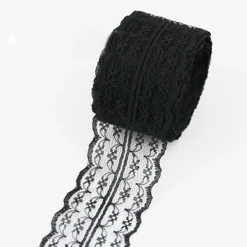 (10 Yards/roll) Black Lace Ribbon Fabric Webbing Decoration Polyester Material Lovely Gift Packing Handmade DIY Material