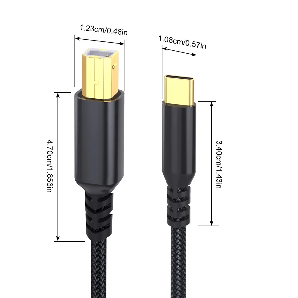 Gold-Plated USB 2.0 Data Cable for Printers and External Hard Drives