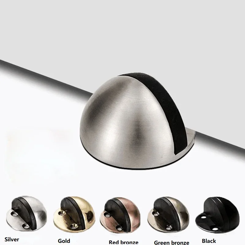 Stainless Steel rubber door stoppers dual no punching  floor bumper nail free safety wedge wall door holder wall protector