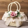 INS Style Straw Bags With Simulation Flower Beach Bag Countryside Girls' Handbag Fashion Handmade Bags Summer Accessories 3