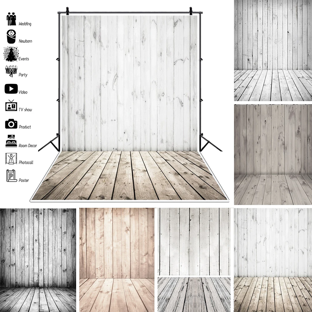 

Wood Backdrops For Photography Hardwood Pine Floor Portrait Photography Backdrops White Brown Wooden Background for Party Decor