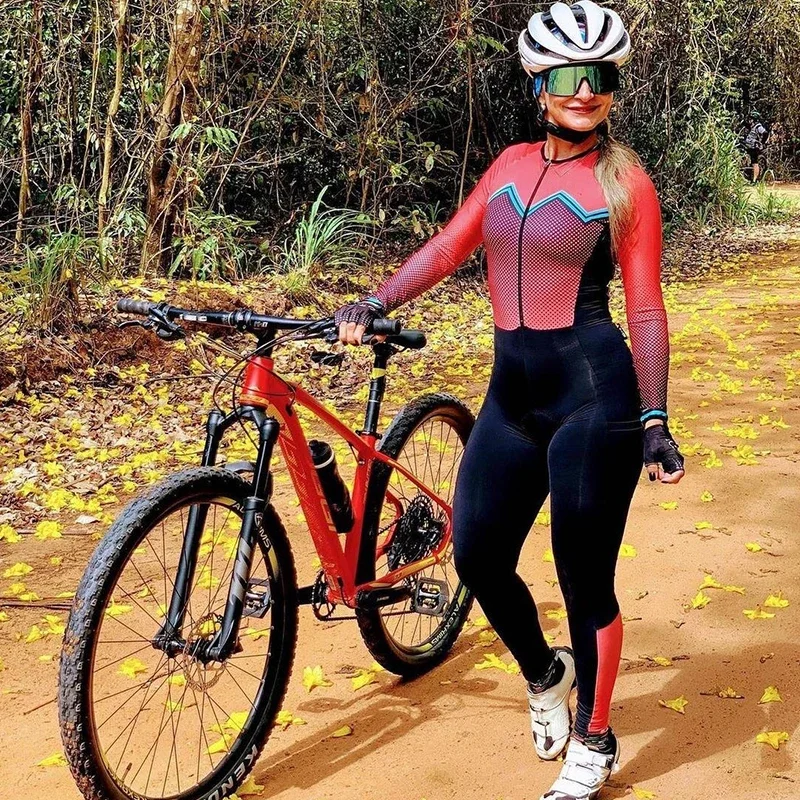 Female Triathlon Jumpsuit Cycling Coverall Bike Jersey Set Long Suits Bike Sportwear Bicycle Running Skinsuit Conjoined Clothing