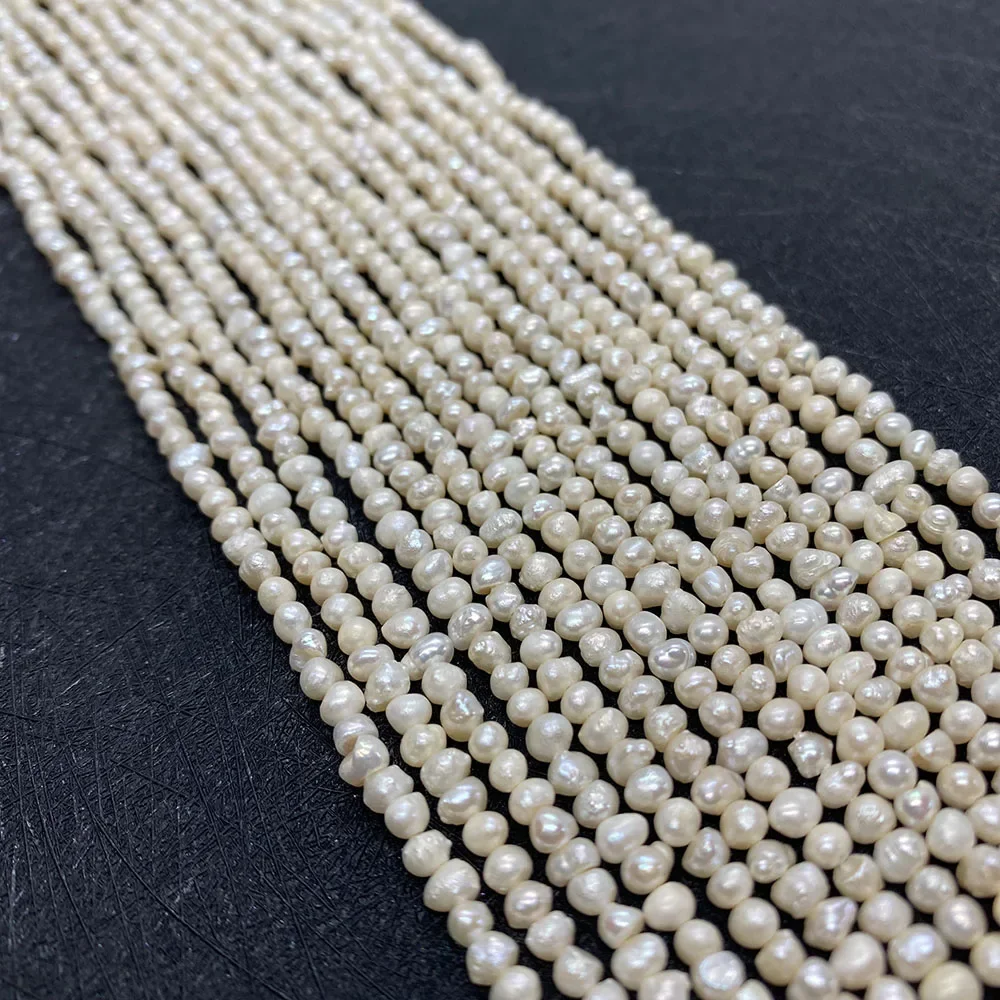 Natural Freshwater Pearl Bead 3-4mm Grade A Nearly Round Punch Loose  for DIY Jewelry Making Bracelet Necklace Earring Accessory