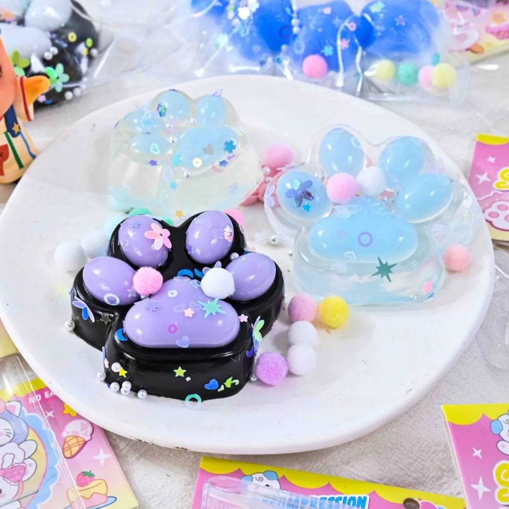 Kawaii Cat Paw Mochi Squishy Fidget Toys Cute Plush Sensory Silicone Slow Rebound Pinch Decompression Toy Stress Release Toys 2