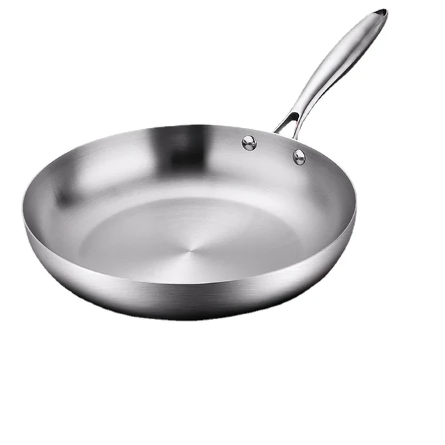 Steel Induction Frying Pan, 12 inch, Brushed Stainless Steel - AliExpress