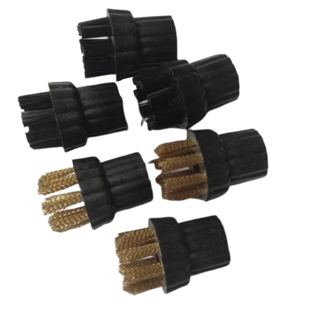 6pcs/set Fit For Steam Mop Steam Cleaner Brush Brass Nylon Components Head Spare Parts Accessories,steam cleaner brush head