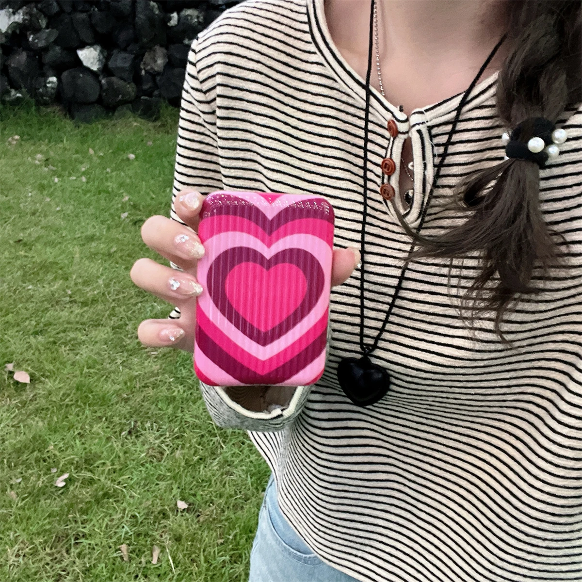 Rose Heart Image Appearance iPhone Original External Battery Protection Cover and Power Bank Case