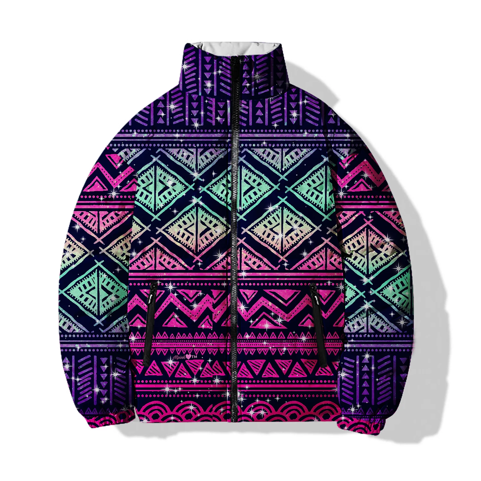 thumbnail image 1 of Abrigo frío de moda para hombre para invierno Chaquetas para hombre 2024 Parkas con estampado 3D de rayas de búho y estrella de cinco puntas que mantienen el calor Durable para hombre, 1 of 5