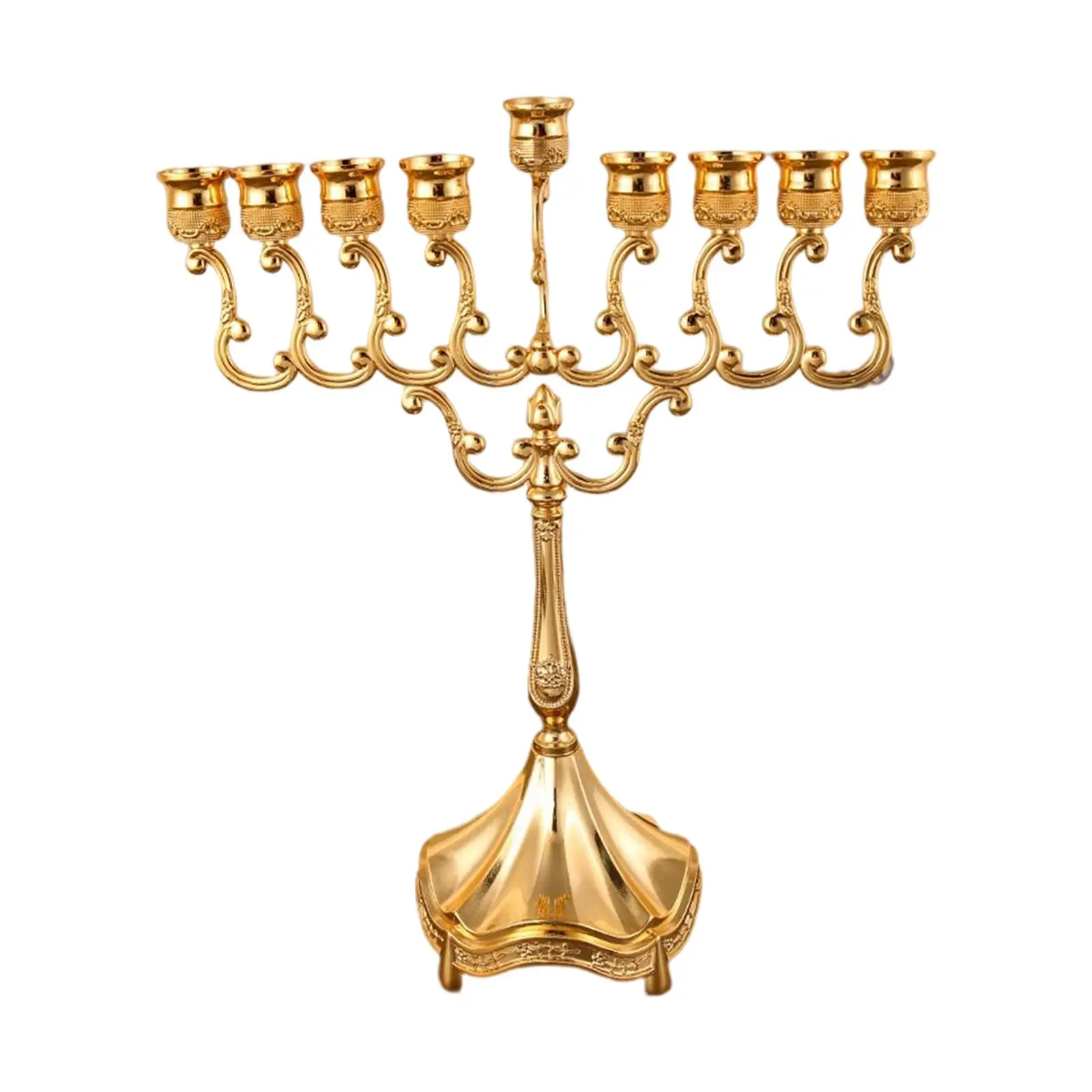 Hanukkah Menorah Candle Stands Tabletop 9 Branches Candle Holder for Christmas Exquisite Candlestick Table Home Decor