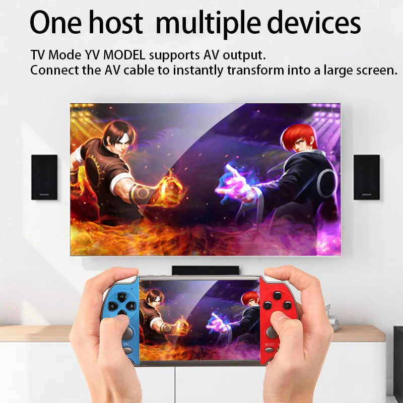 X7/X7 Portable Gaming Console with 10,000 free classic games, 4.3/5.1/7.1-inch HD screen, portable audio and video player