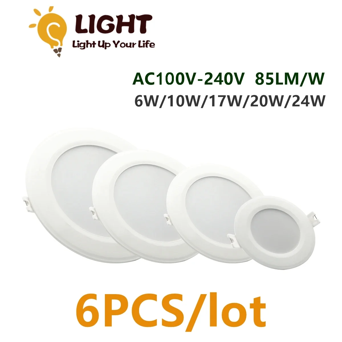 

6pcs Factory direct LED embedded down light AC100-240V panel light 6W-24W high light efficiency is suitable for bathroom