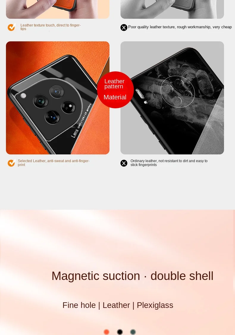 Coque téléphone texture cuir avec support magnétique oneplus pro_voghion.com