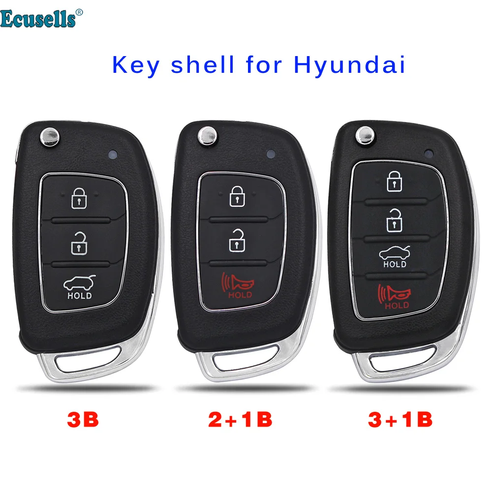 Modified Flip 3/4 Buttons Remote Key Shell For Hyundai I40/ix45 Car