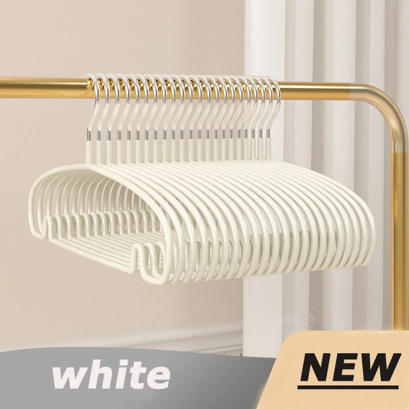 Clothes Hanger 10PCS PVC Non-slip Oval Shape Multi-functional Korean Wide Round