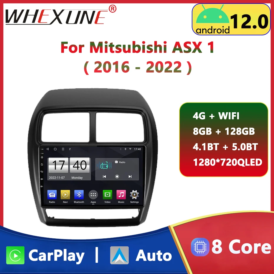 Автомагнитола 2DIN, 4G, Android 12, мультимедийный видеоплеер для Mitsubishi ASX 1 2016-2022, навигация, GPS, стерео, Wi-Fi, Carplay, головное устройство